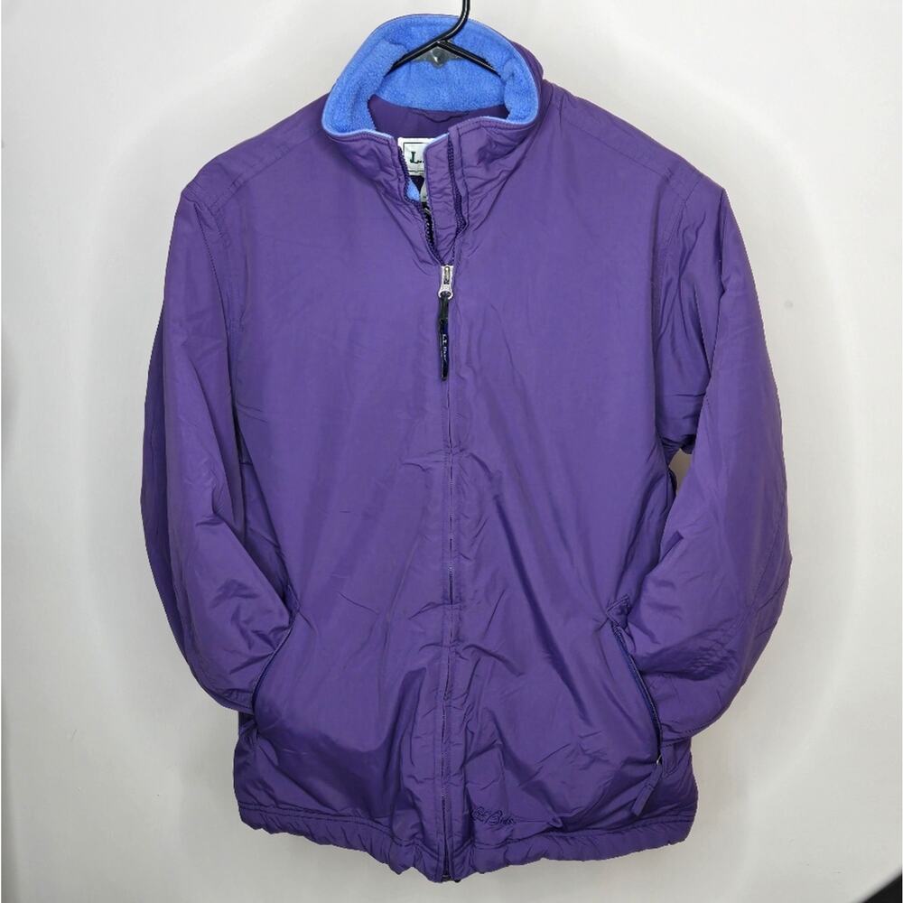 LL BEAN Women's Purple Jacket with Blue Fleece Lining Size M